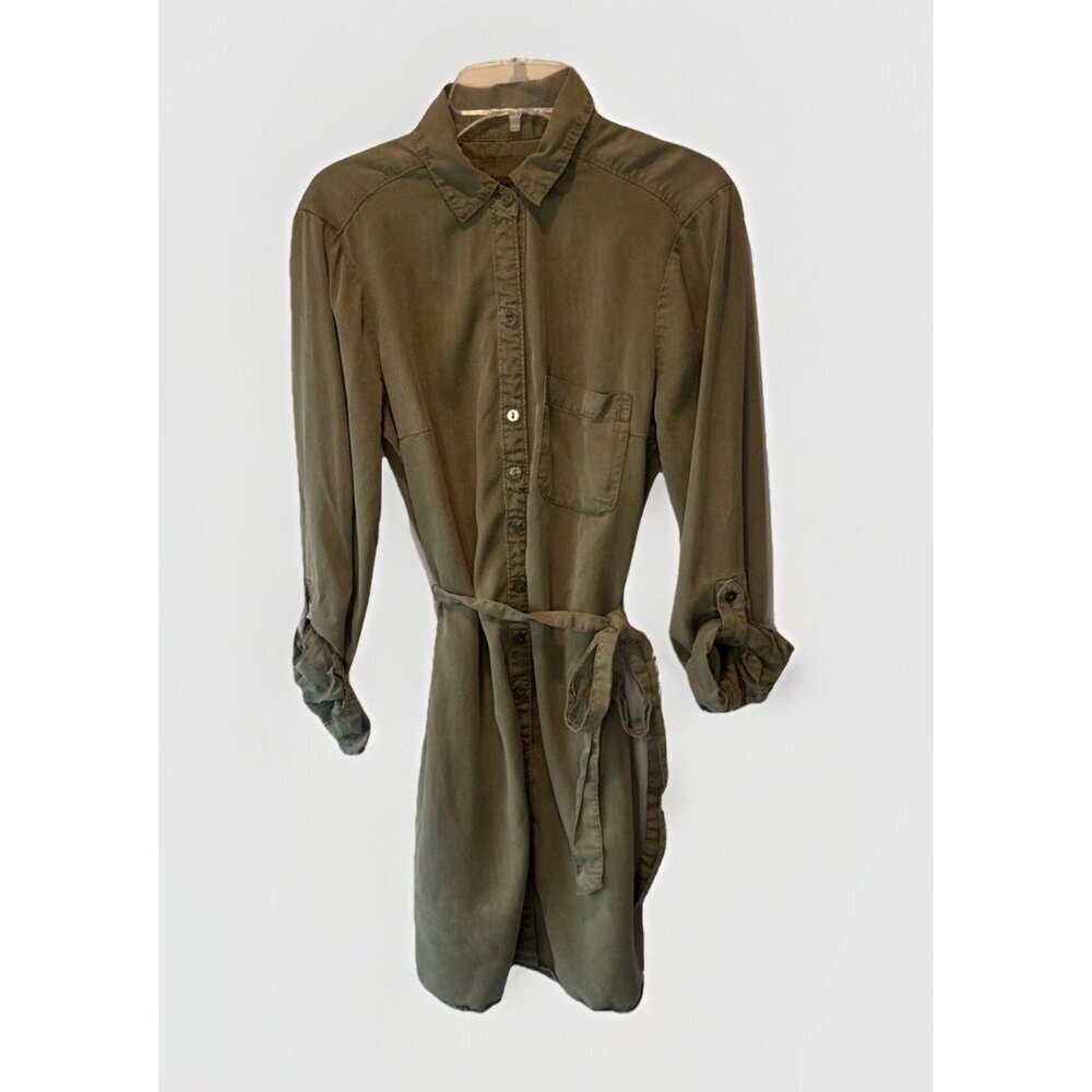 Abercrombie & Fitch Womens Green Button Down Shirt Dress Sz S‎ Minimalist Preppy